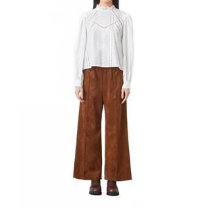 NEW SUNCOO johan wide leg vegan suede pants in chocolate